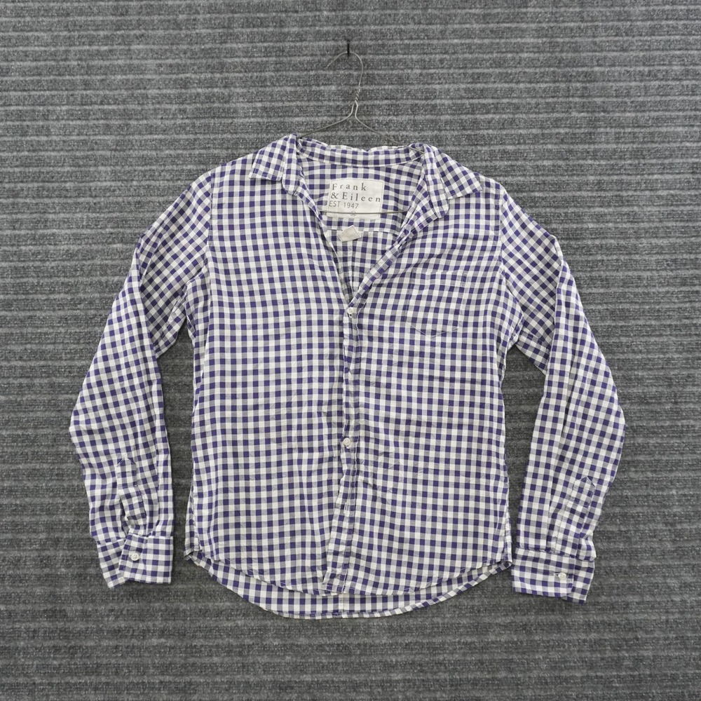 Frank & Eileen Barry Button Up Shirt Womens Medium Purple Gingham Cotton